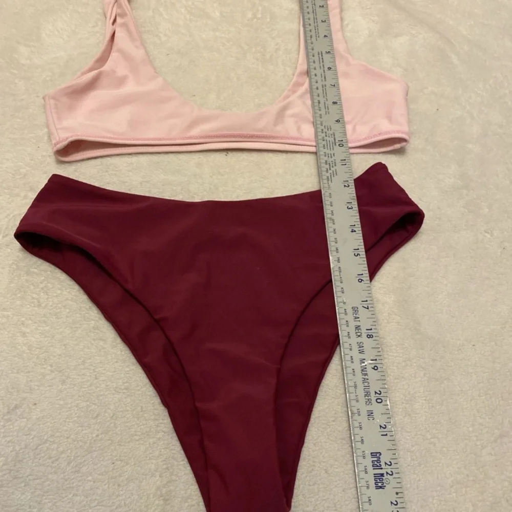 Zaful Pink Blush and Burgundy Red Bikini Set